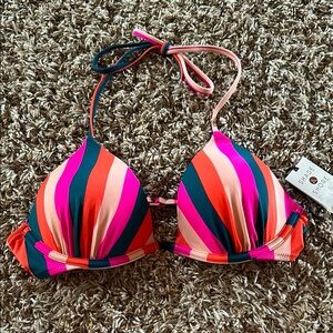 NWT Shade & Shore Colorful Striped Bikini Top